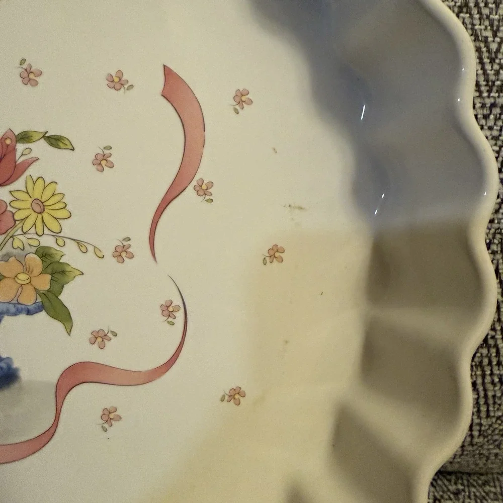 Ceramic Baking Dish‎ Pan Tart Quiche Pie Fluted Rim with Flower Basket Design